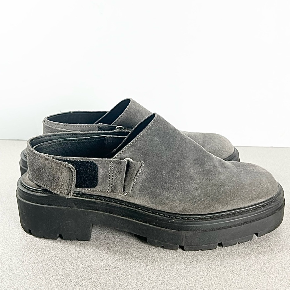 Free People Milo Slingback Mule Womens Size 39 US 8.5 Gray Suede Shoes clogs lug